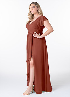 Azazie Omari Bridesmaid Dresses Auburn A-Line Chiffon Dress image9