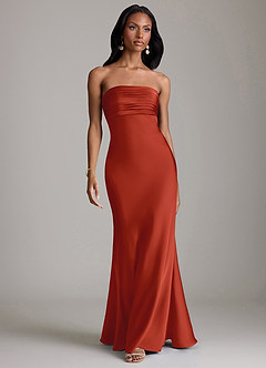 Azazie Saylor Brudtärnklänningar Klä av Sjöjungfru i Stretch Satin Axelbandslös Rost image2