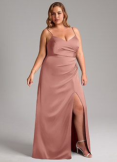 Azazie Azuree Robes de demoiselle d'honneur Robe Trapèze en Satin extensible Plissée Rosette image12