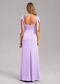 Azazie Frostine Robes de demoiselle d'honneur Robe Trapèze en Satin extensible Arc Lilas image8