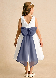 Azazie Dani Flower Girl Dresses Ivory Stormy A-Line Bow Chiffon Dress image7