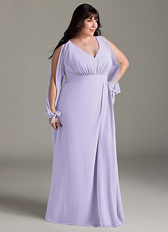 Azazie Matilda Robes de demoiselle d'honneur Robe Trapèze en Mousseline de soie Manche longue Lilas image12