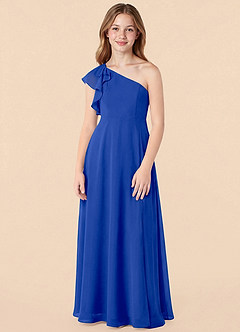 Azazie Arabella Junior Royal Blue A-Line Ruched Chiffon Dress image1