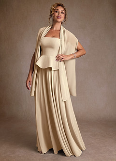 Azazie Josabeth Mother of the Bride Dresses Champagne A-Line Pleated Chiffon Dress image2