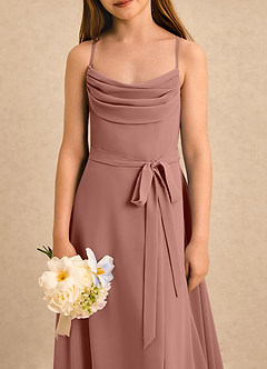 Azazie Jasslyn Girls Formal Blumenmädchenkleider A-Linie Plissee Chiffon Kleid Zedernrose image5