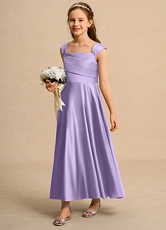 Azazie Bundle Junior Formal Flower Girl Klänningar Klä A-Line i Matt satäng Plisserad image5