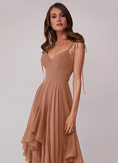 Barbie ♥ Azazie Bridesmaid Dresses Bronzer A-Line Bow Chiffon Dress image5
