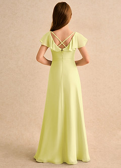 Azazie Nari Girls Formal 플라워 걸 드레스 A라인 슬리브 있는 쉬폰 플로어 길이 드레스 image2