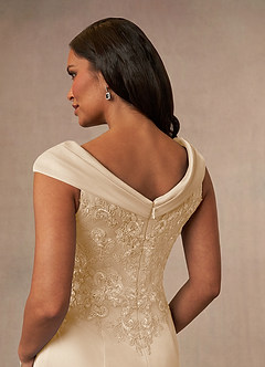 Azazie Calathea Mother of the Bride Dresses Champagne A-Line Lace Dress image4