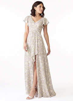 Azazie Omari Brautjungfernkleider A-Linie Chiffon Kleid Flieder Verträumt Blumig image4