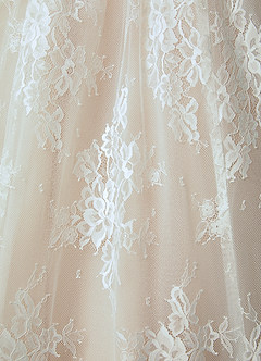 Azazie Justice Wedding Dresses Diamond White Champagne Ball-Gown Off the Shoulder Lace Dress image5