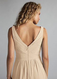 Azazie Grace Bridesmaid Dresses Champagne A-Line Pleated Chiffon Dress image6