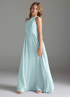 Azazie Dallas Junior Linia A Pofałdowany Szyfon Długość podłogi Młodsza druhna Sukienka image4