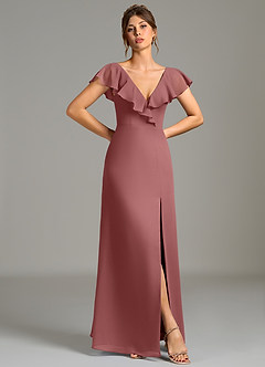 Azazie Kimmy Bridesmaid Dresses Amethyst A-Line Ruched Chiffon Dress image3
