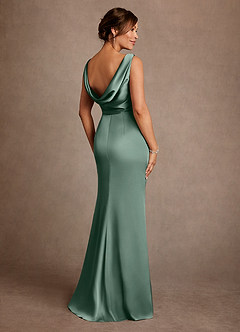 Azazie Baltimore Mother of the Bride Dresses Eucalyptus A-Line Pleated Stretch Satin Dress image2