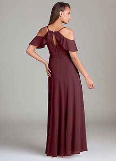 Azazie Dakota Bridesmaid Dresses Cabernet A-Line Off the Shoulder Mesh Dress image4