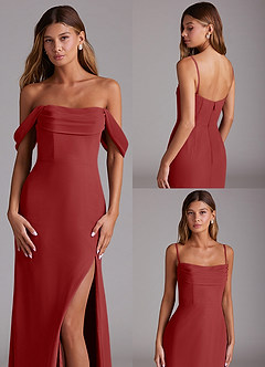 Azazie Saige Bridesmaid Dresses Rust A-Line Off the Shoulder Chiffon Convertible Dress image10