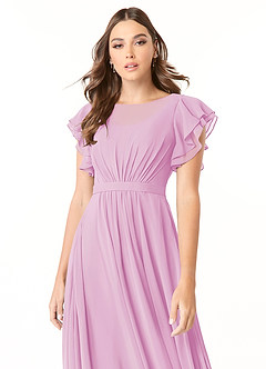 Azazie Daphne Modest Bridesmaid Dresses A-Line Ruffled Chiffon Floor-Length Dress image4