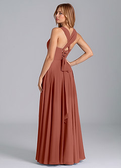 Azazie Darana Bridesmaid Dresses Auburn A-Line Corset Chiffon Dress image6