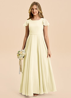 Azazie Cady Junior Lemon Sorbet A-Line Pleated Chiffon Dress image1