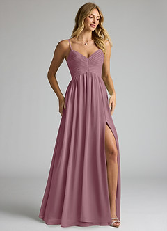 Azazie Alia Bridesmaid Dresses Vintage Mauve A-Line Pleated Chiffon Dress image2