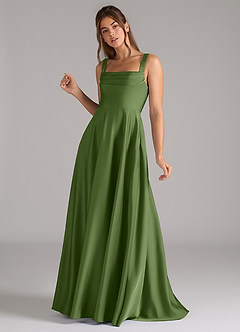 Azazie Shaude Bridesmaid Dresses Juniper A-Line Pleated Stretch Satin Dress image5