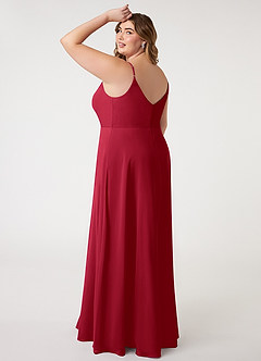 Azazie Daenerys Brautjungfernkleider A-Linie Kutte Chiffon Kleid Scharlachrot image11