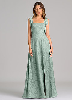 Azazie Debra Bridesmaid Dresses Agave A-Line with Pockets Floral Burnout Dress image4