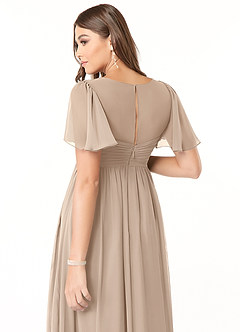 Azazie Verna Vestidos de dama de honra para maternidade Vestido Linha A Ruched Comprimento do chão Chiffon image6