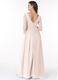 Azazie Teton Maternity Bridesmaid Dresses A-Line Long Sleeve Chiffon Floor-Length Dress image2