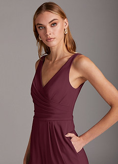 Azazie Ida Final Sale Black Pleated Stretch Chiffon Jumpsuit image8