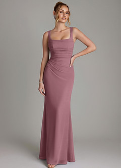 Azazie Agustina Bridesmaid Dresses Amethyst Mermaid Corset Chiffon Dress image1