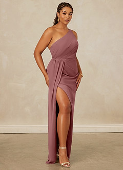 Christian Siriano Bridal for Azazie 1003 Bridesmaid Dresses Desert Rose Sheath One Shoulder Chiffon Dress image12