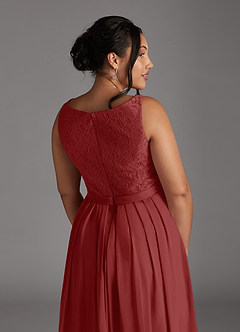 Azazie Ainsling Kleider für die Brautmutter A-Linie Quadratischer Ausschnitt Spitze Chiffon Kleid Rost image18