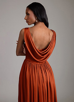 Azazie Novi Bridesmaid Dresses Paprika A-Line with Pockets Stretch Satin Dress image4