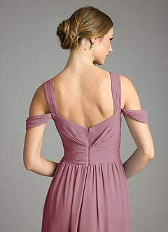 Azazie Lianne Bridesmaid Dresses Vintage Mauve A-Line Off the Shoulder Chiffon Dress image6