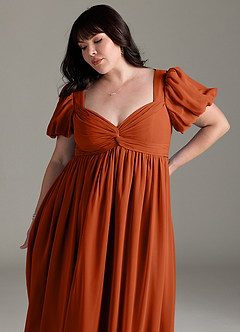 Azazie Madisynn Maternity Bridesmaid Dresses Bow Chiffon Floor-Length Dress image9