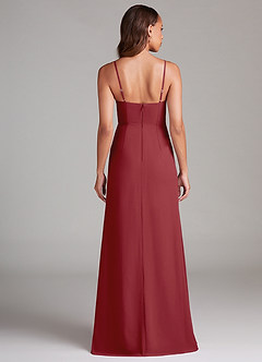 Azazie Maci Bridesmaid Dresses Pomegranate Sheath Pleated Chiffon Dress image7