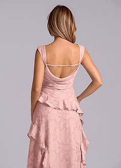 Azazie Sloane Brautjungfernkleider Eine Linie Herzausschnitt Blumen-Burnout Kleid Puderrosa image7