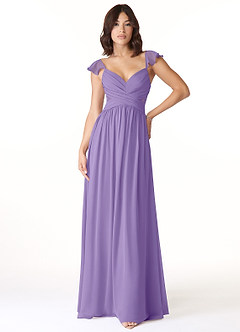 Azazie Lissa Bridesmaid Dresses Tahiti A-Line Lace Chiffon Dress image1