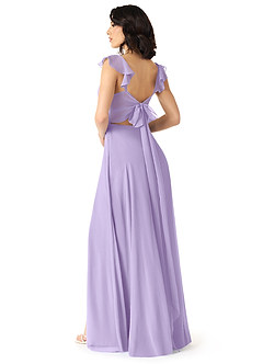 Azazie Everett Bridesmaid Dresses Lilac A-Line V-neck Ruched Chiffon Dress image2