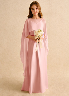 Azazie Fishie Girls Formal Flower Girl Dresses Rosette A-Line Matte Satin Dress image3