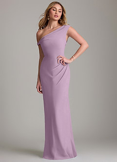 Azazie Emerson Bridesmaid Dresses Wisteria Sheath Off the Shoulder Chiffon Dress image1