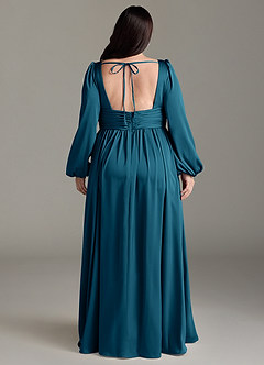 Azazie Norah Bridesmaid Dresses Ink Blue A-Line Stretch Satin Dress image8