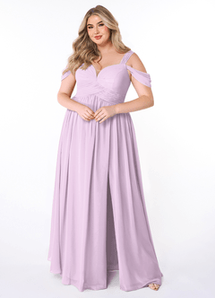 Azazie Lianne Brautjungfernkleider A-Linie Schulterfrei Chiffon Kleid Frostiges Flieder image7