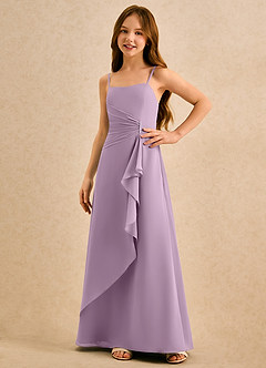 Azazie lolly Girls Formal Robe Demoiselle D'honneur Fillette Robe Trapèze en Mousseline de soie Plissé Glycine image5