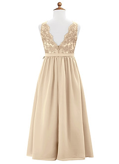 Azazie Elly Junior Champagne A-Line Lace Chiffon Dress image7
