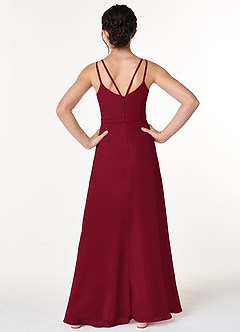Azazie Janine Junior Burgundy A-Line Chiffon Dress image2