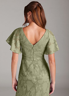 Azazie Ambrosia Jurken voor bruidsmeisjes Jurk van Bloemen Burn-out met A-Lijn Geplooid Pistache image2