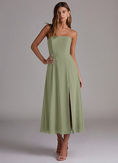 Azazie Wren Bridesmaid Dresses Pistachio A-Line Strapless Chiffon Dress image4